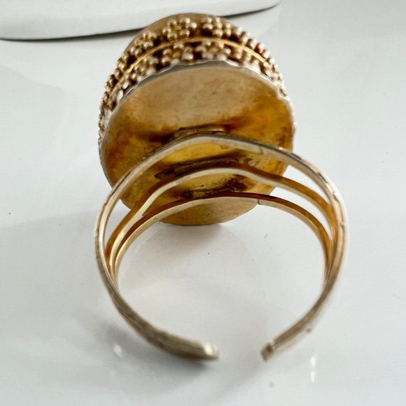 Vintage 1970s Israel Eilat Stone Sterling Silver Statement Ring - Picture 8 of 9